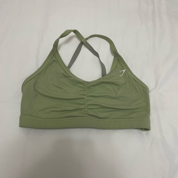 RUCHED GREEN SPORTS BRA SIZE S - Picture 3 of 9